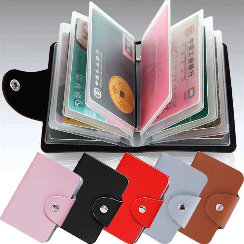 24 Bits Credit Card Holder Business Bank Card Pocket PU Large Capacity Card Cash Storage Clip Organizer Case ID Holder WalletW251017