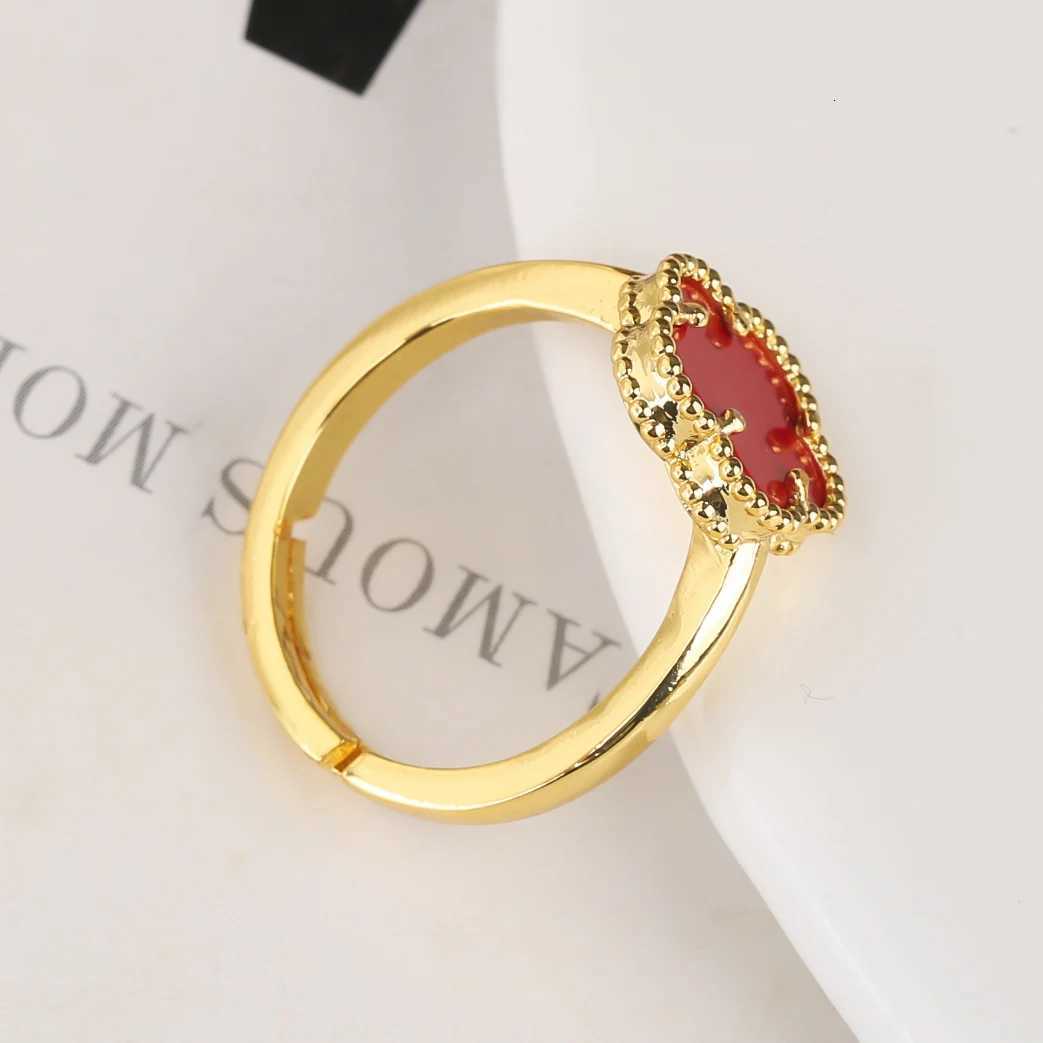 9Color New Minimalist Shell Natural Stone Plant Flower Ring With Adjustable Opening For Womens Luxurious Temperament CloverW251017
