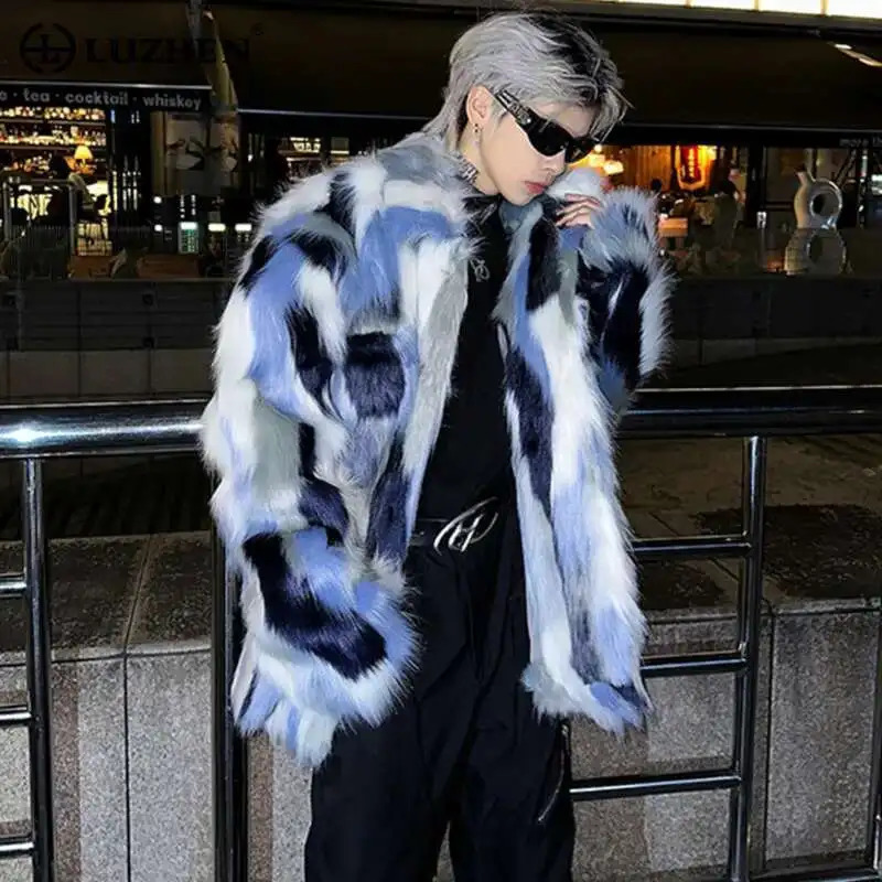 LUZHEN Fur Coat Stylish Color Contrast High End Autumn Winter Thick Warm Plush Original Winter Tops LZ7988 251014