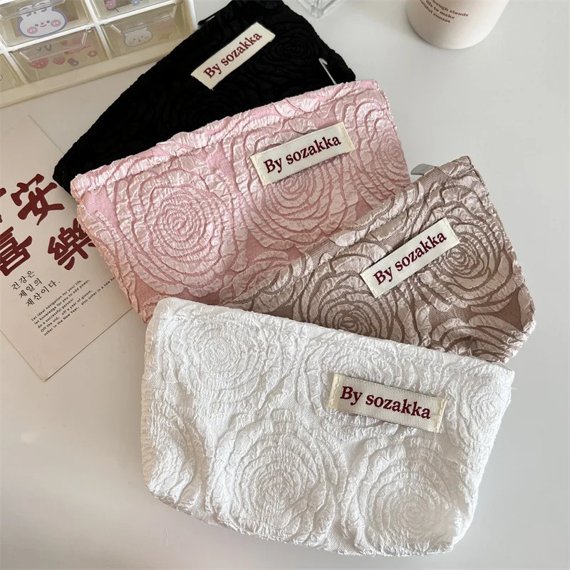 Korean Fashion Flower Travel Cosmetic Storage Bag Kawaii Wallet Women Makeup Kits Handbags Phone Pencil Case Organizer Pouch Bag251011