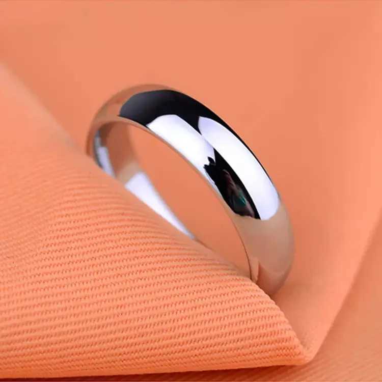 S925 Stamped White Gold Color Tibetan Silver Ring Simple 4mm Stanless Steel Rings for Men Women Couple Gift Jewelry AccessoriesW251017
