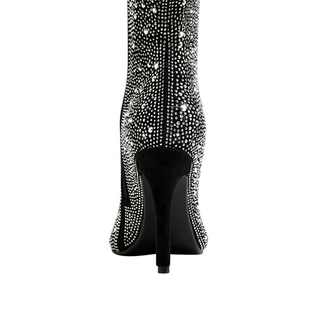 Starlight Pointed Toe Stiletto Over The Knee Boots Full Rhinestone Design 10.5cm High Heels Thigh High Fashion Boots