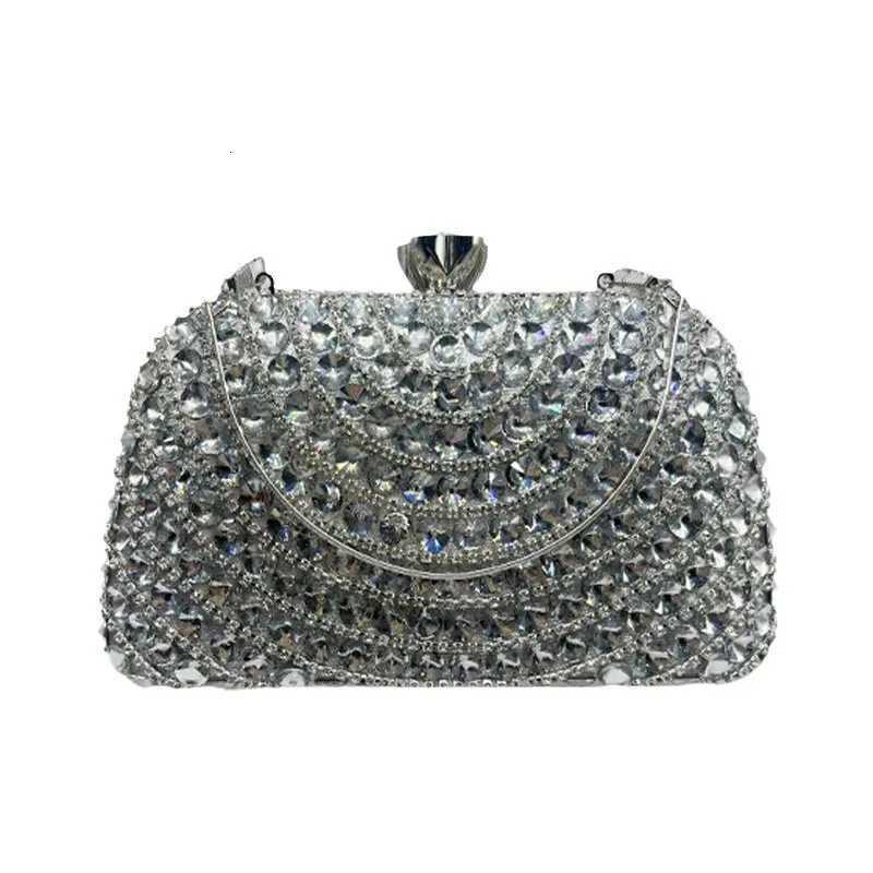 Women Silver Color Crystal Clutch Purse Stones Minaudiere Rhinestones Evening Bags Bridal Diamond Handbags Wedding Dinner Purses Z251017