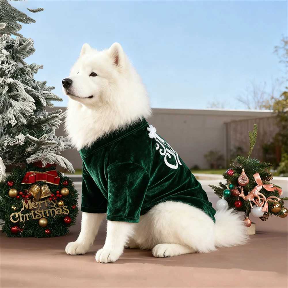 Christmas Big Dog Pullovers Autumn Winter Warm Pet Clothes for Medium Large Dogs Samoyed Husky Sweater mascotas Velvet ClothingW251017