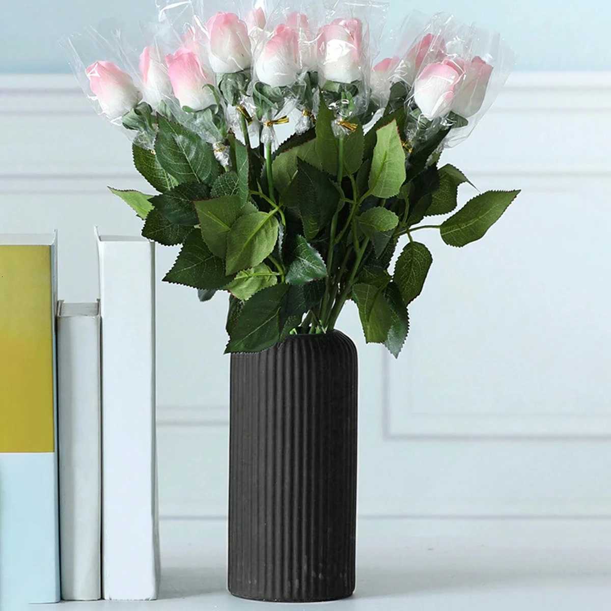 Plastic Vase Striped CeramicLike Plastic Vase for Flowers Decorative Floral Arrangement Display Creative Little Flower Vase C251017