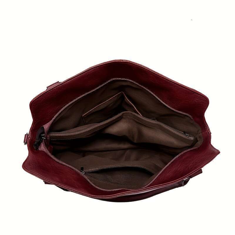 Luxury Tote Crossbody Bag Detachable Shoulder Strap Pointed Buckle, Gold Hardware, Multiple Color Options Black/Coffee Brown/Blue/Burgundy Top Layer L