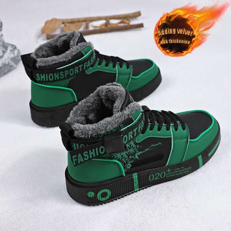 Men's Women's Thermal Insulated Platform High-Top Sneakers Thick Warmth, Lace-Up Ankle Cushioned Insole Arch Support, Durable Rubber Sole, G