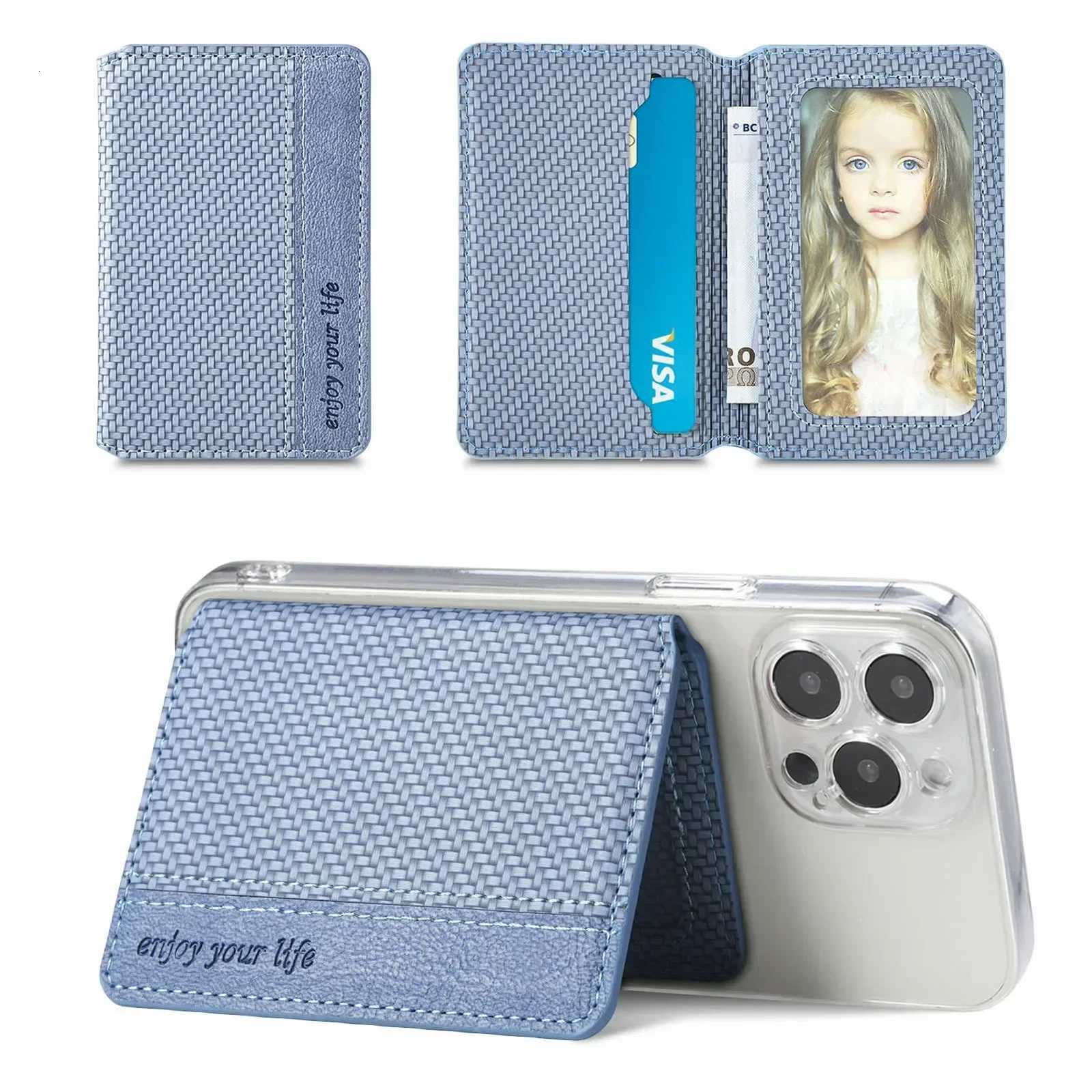 1PC PU Leather Cell Phone Card Holder Phone Multiple Cards Slot Adhesive Sticker Pocket Wallet Case Phone Stand SuporterW251017