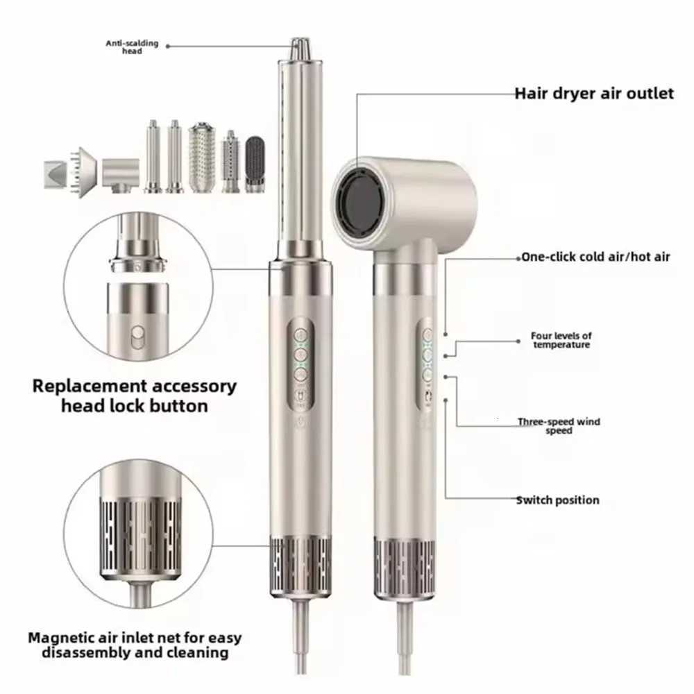 8 In 1 Hair Dryer Set New Fashion Auto Hair Curler Straightening Iron Hot Air Brush Fast Heat Hot Comb Womens Hair Beauty W251017