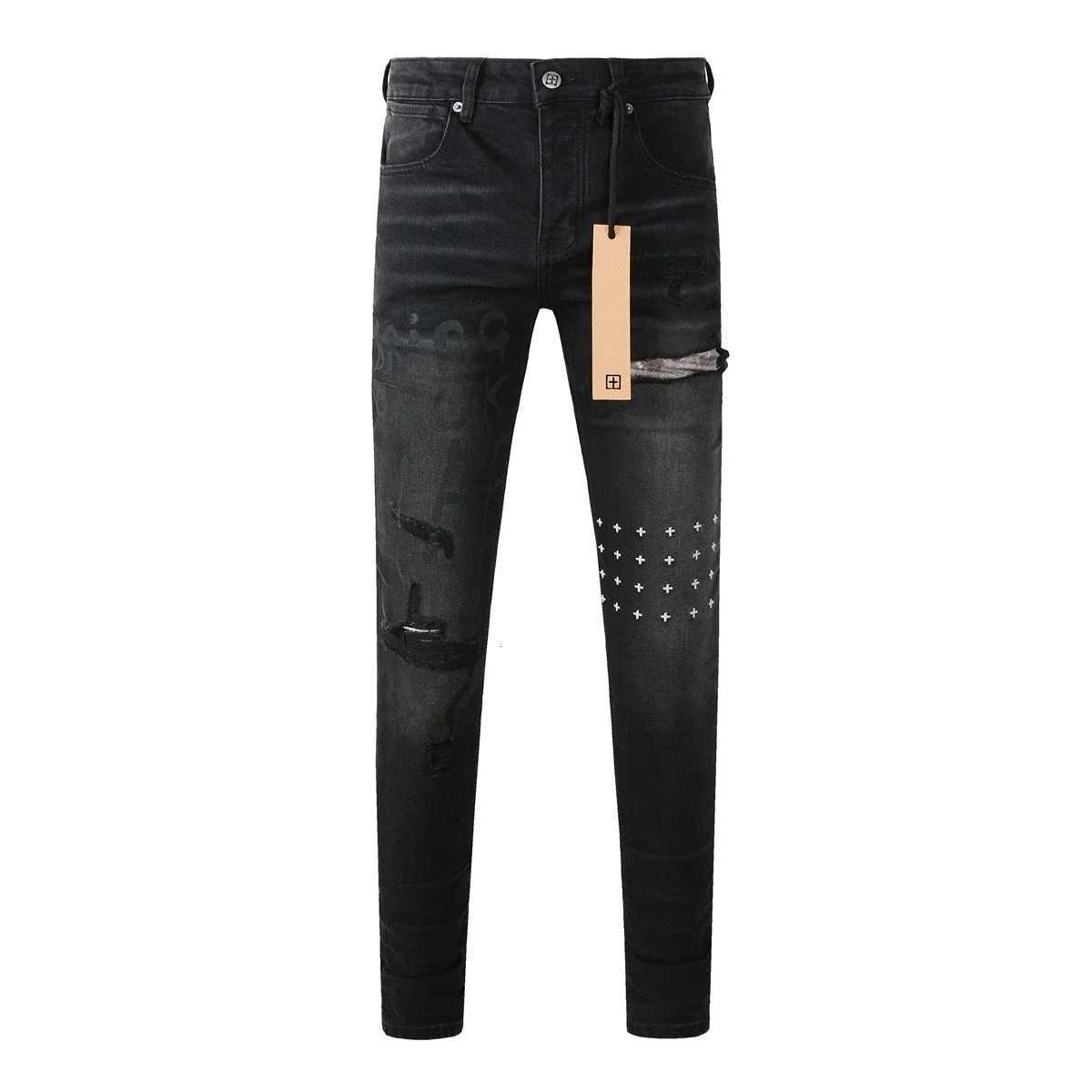Cross Jeans 1 Women Men High Street Paint Hole Trend Low Rise Skinny Pants Pleated Ripped Letter Jeans Y251105