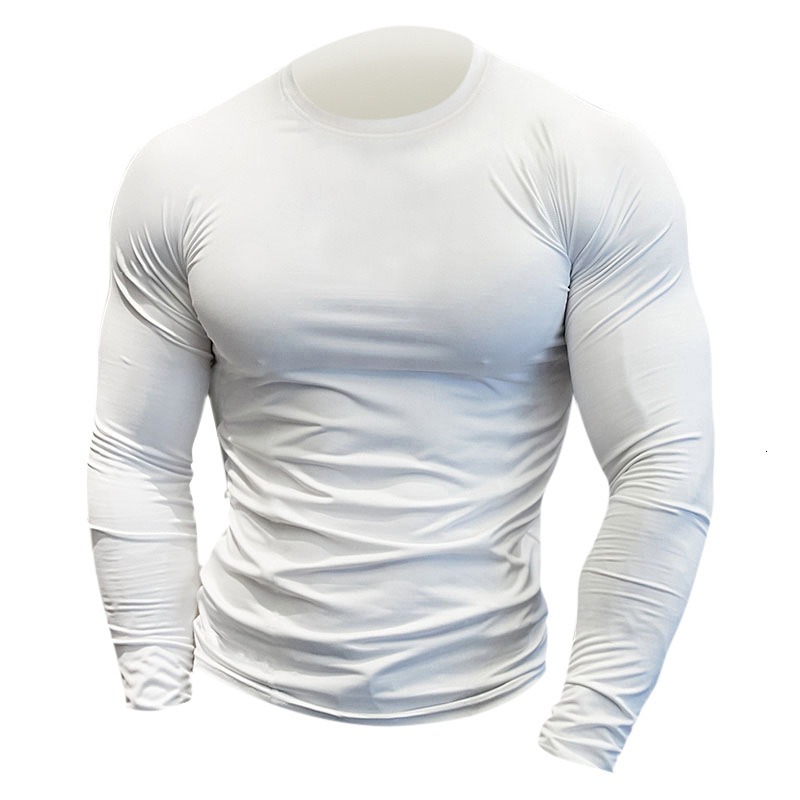 Autumn and Winter New Double-Sided High Elastic Long Sleeve Tight Shirt for Men Fitness Sports Breathable Muscle-Showing T-Shirt Men's Clothing