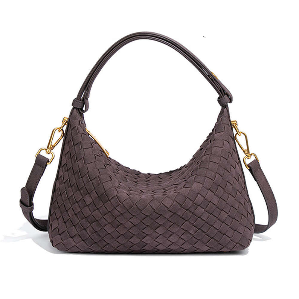 Autumn Winter New Sanded Suede Hand-woven Hobo Handheld Underarm Simple Fashion Single Shoulder Crossbody Dumpling Bag