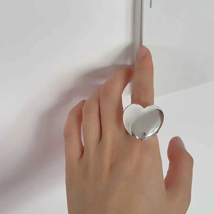 925 Sterling Silver Rings For Women Geometric Fine Jewelry Finger Adjustable Simple Smooth Heart Ring For Party Birthday GiftW251017