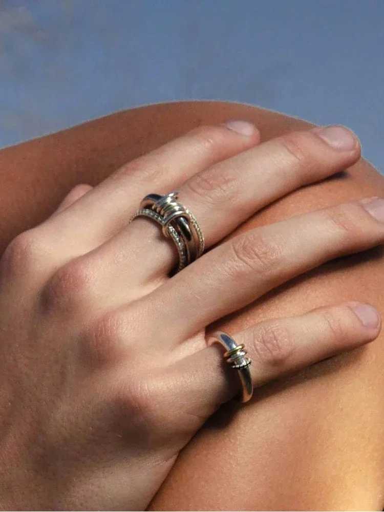 925 Sterling Silver Luxury Gorgeous Versatile Three Interlock Zircon Ring For Women Daily Life Fashion High Quality Fine JewelryW251017