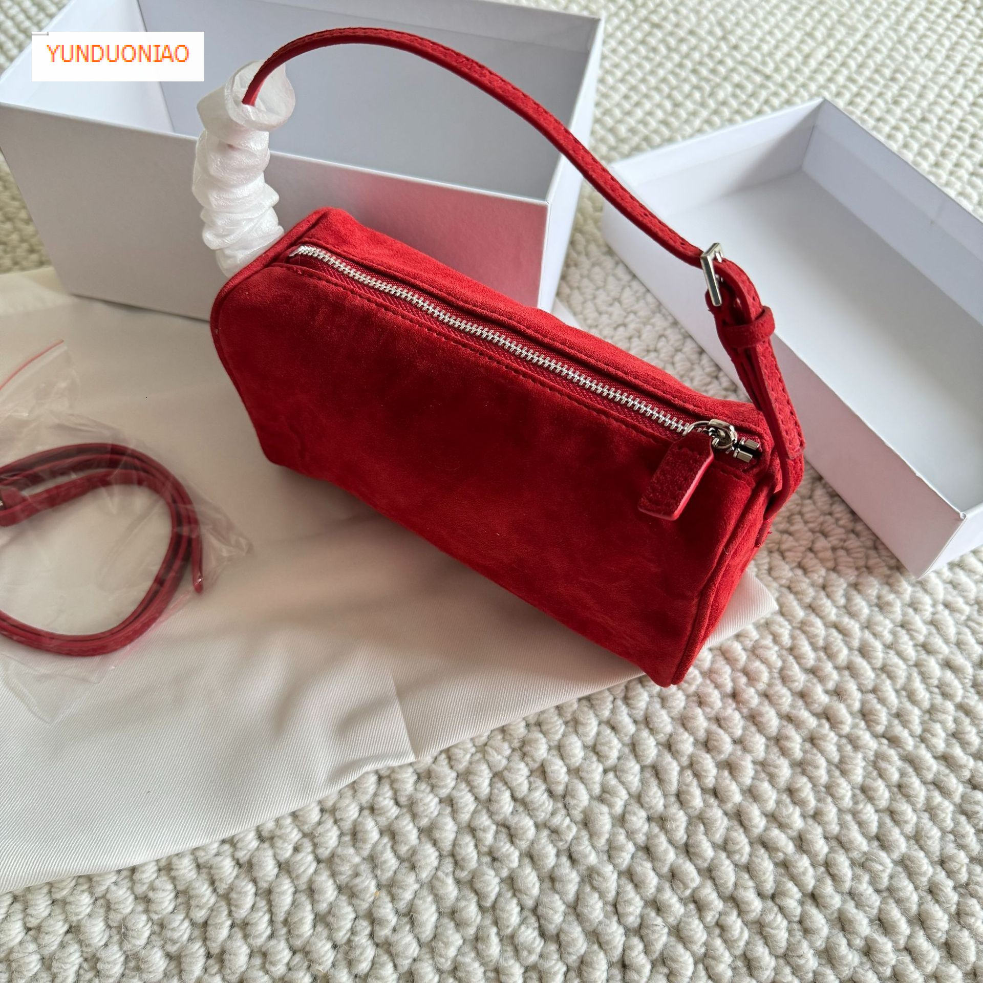 Suede cowhide luxury handbag new autumn and winter designer bag hand-held pencil case women's shoulder bag trendy and versatile women's hand