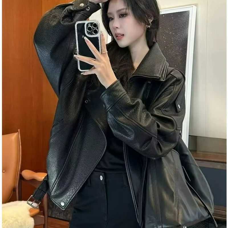 American Heavy Industry Retro Leather Jacket for Men and Women Autumn Ruffian Handsome Locomotive Trendy PU Leather RelaxationT251017