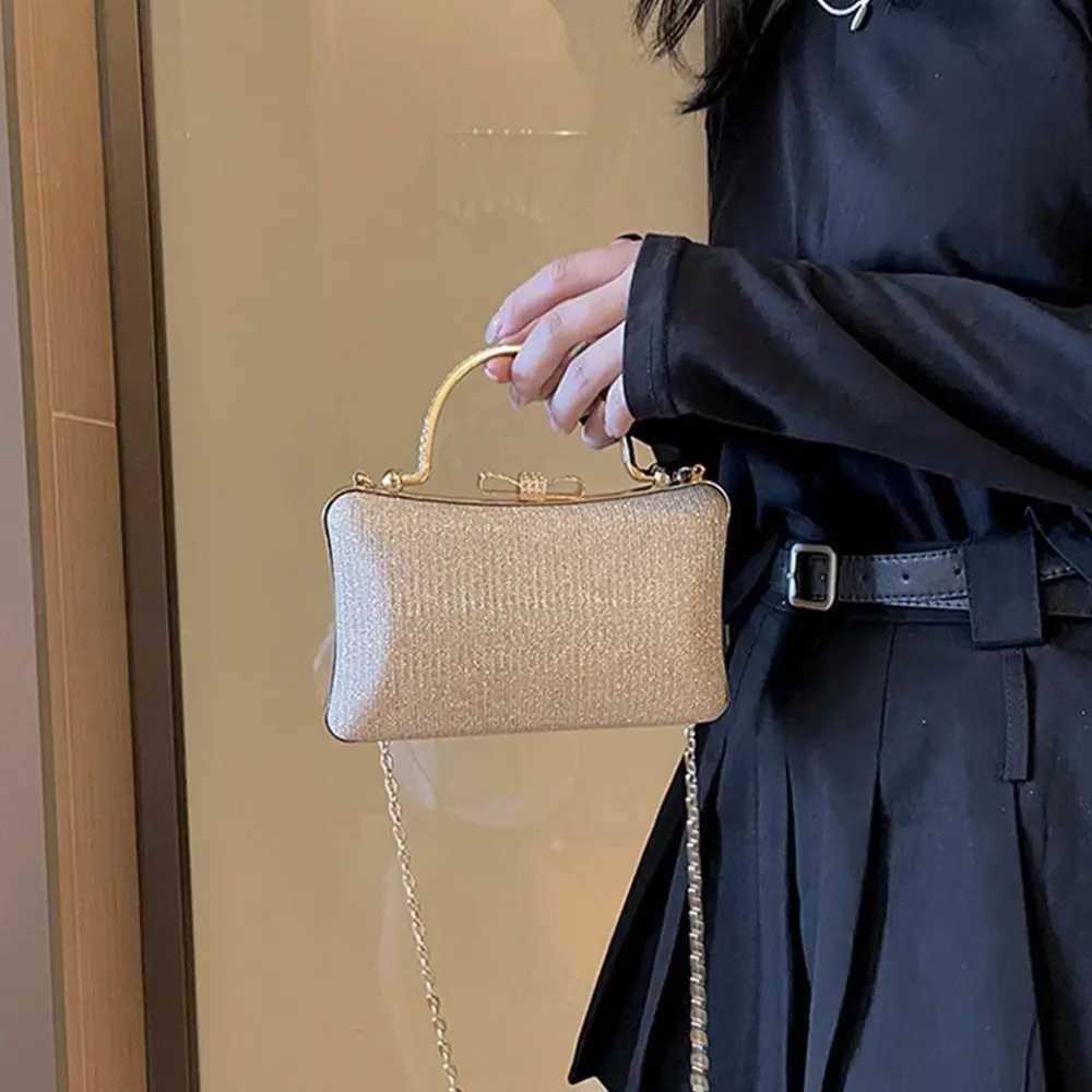 Portable Glitter Evening Banquet Bag Wrist Bag Large Capacity Box Handbag Crossbody Bag Rhinestone Ladies Clutch Bag Wedding Z251017