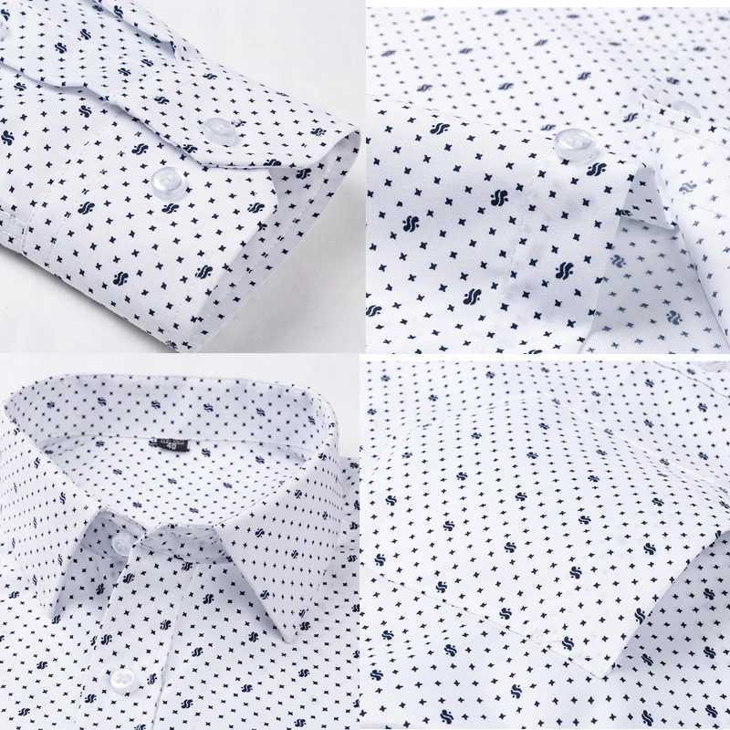 Mens Long Sleeve Casual Shirts Fashion Print Cotton Standard Fit Button Pocket Soft Shirts For Man Office Business Dress New J251017