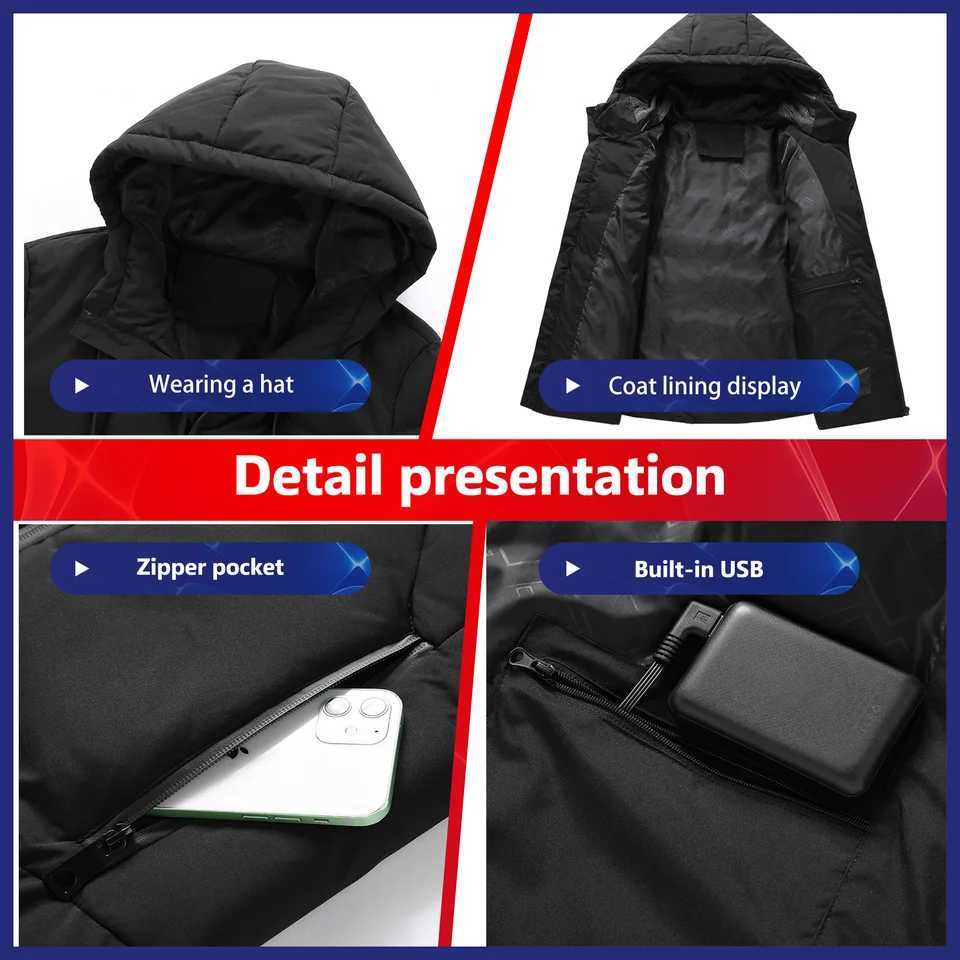 11 Areas Heated Jacket Men Electric Heating Jacket Usb Heated Jacket Hooded Heated Bodywarmer Heated Down Jacket H251017