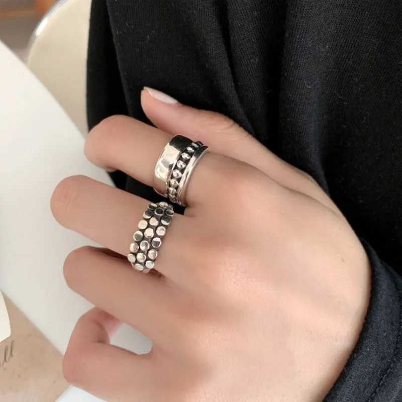 VENTFILLE 925 Sterling Silver Geometric Multilayer Round Bead Ring Female Fashion Punk Temperament Prevent Allergy Charm JewelryW251017