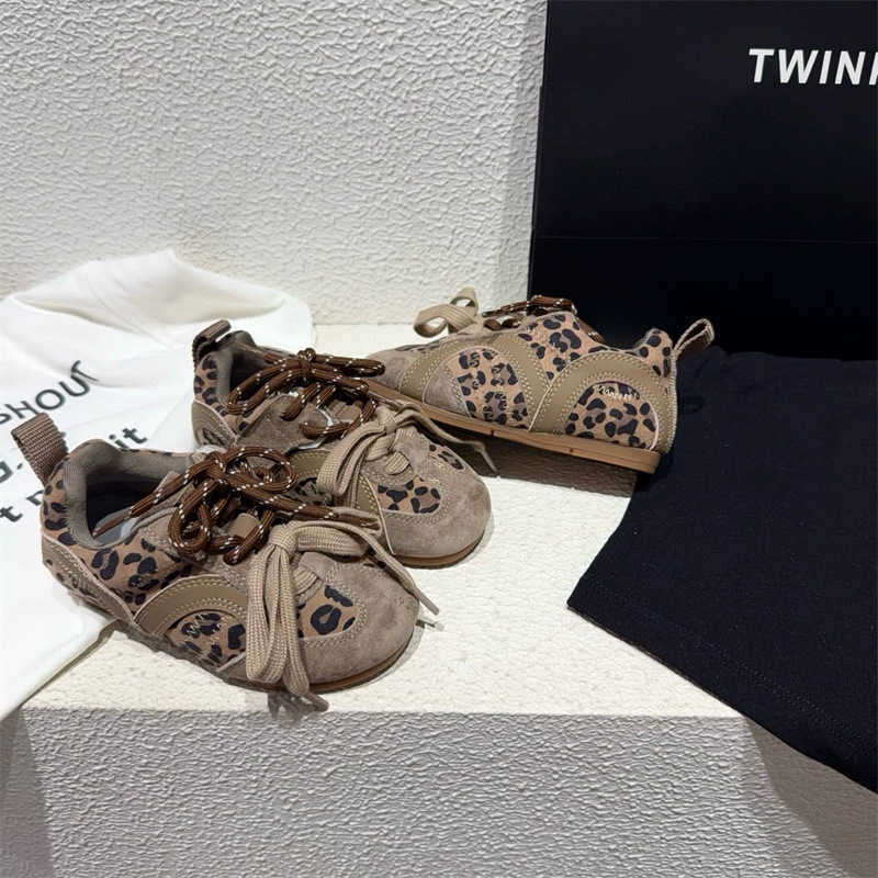 2025 Autumn Leopard Print Forrest Gump Casual Training Shoes for Boys Soft Sole Medium and Large Childrens Single Shoes W251017