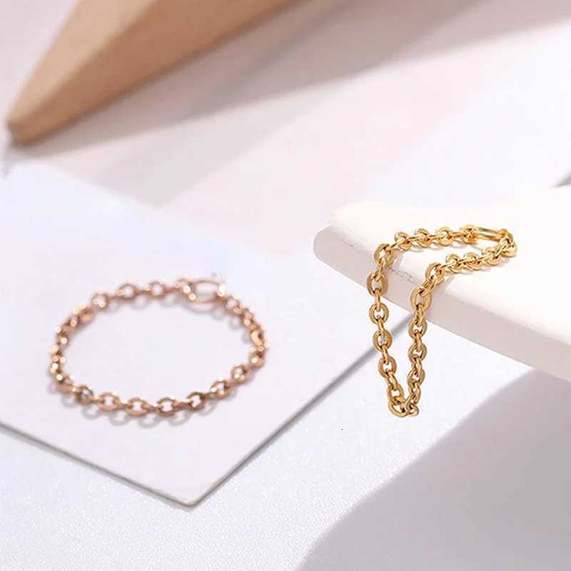 Vintage Geometric Chain Rings Stainless Steel Ring For Women Men Gold Rose Gold Color Ring Fashion Jewelry Birthday GiftW251017