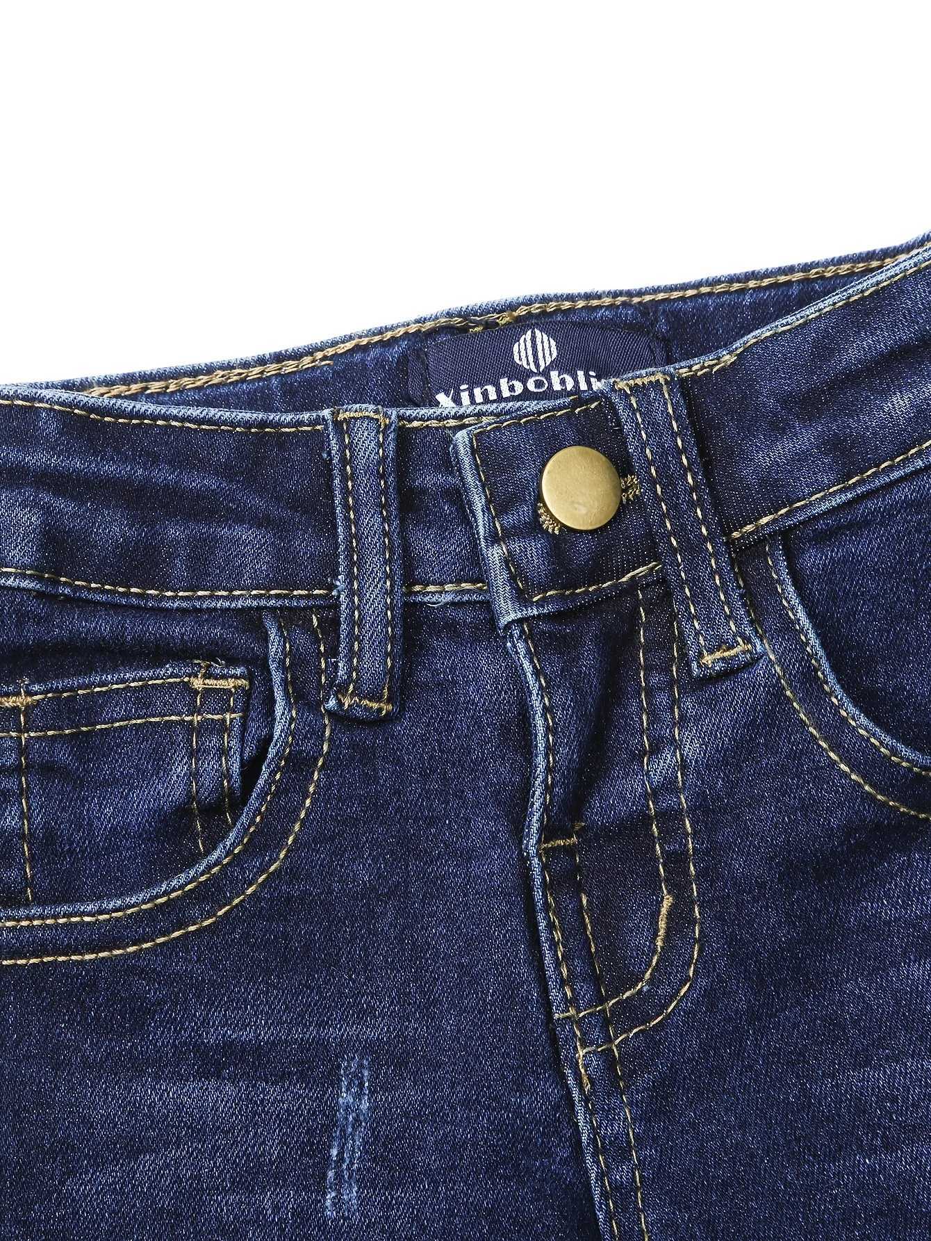 Boys Casual Elastic Denim Pants Stylish Solid Color Jeans Kids Clothing for Spring FallT251017