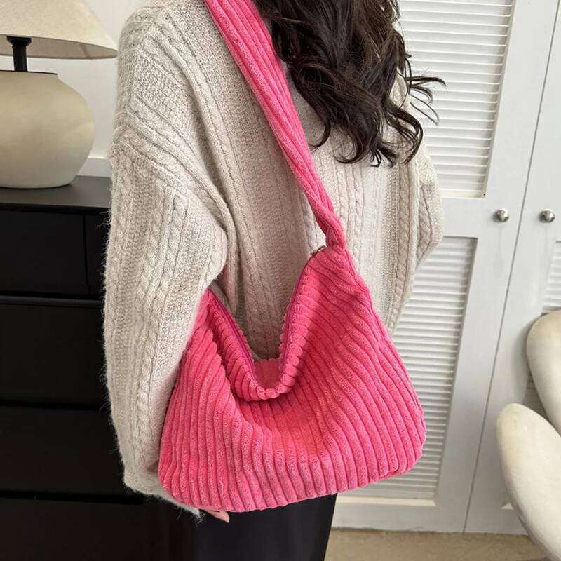 Winter Tote For Women Large Capacity Handbags Casual Shoulder Bags Trend Female Corduroy Shopper Crossbody Bag