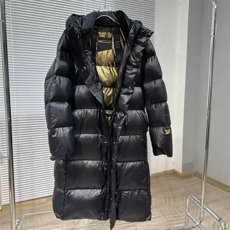 Down Jacket with Detachable Hood for Women Long Parkas Warm Thickened Coat Black Loose Overcoat Versatile New Winter W251016