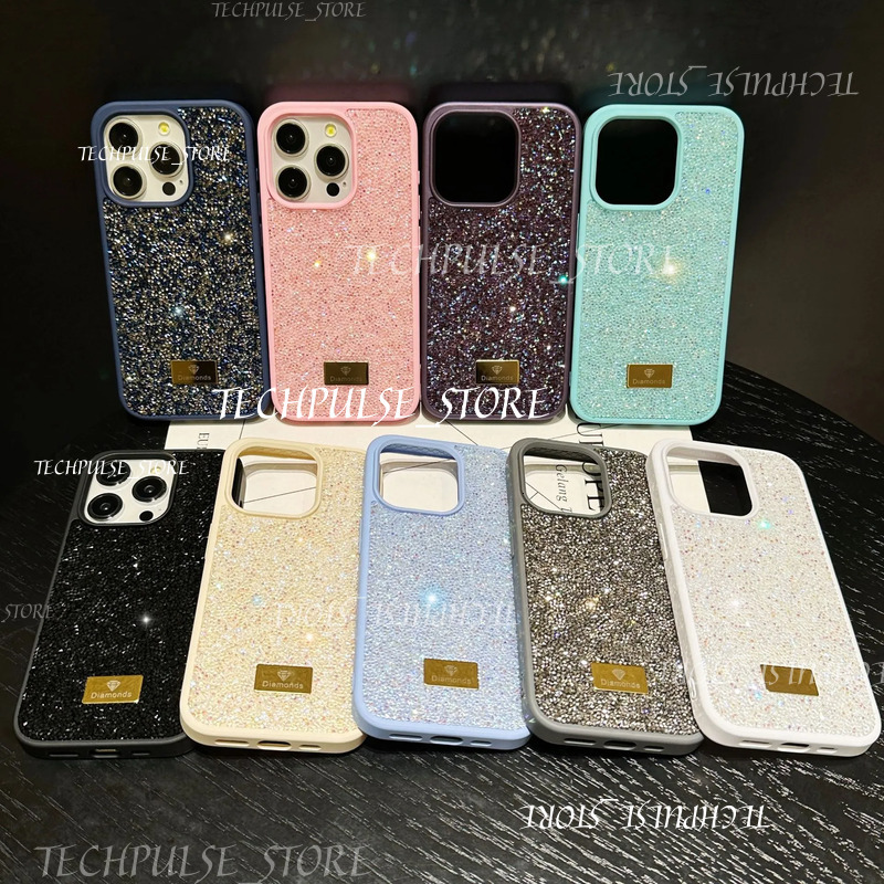 Fashion INS Dazzling Full Covered Zircon Aroon Color tech73 Bling Glitter Dia Case For Iphone 17 Air 16E 16 15 14 13 12 11 Pro Max Samsung S22 S23 S24 S25 Ultra