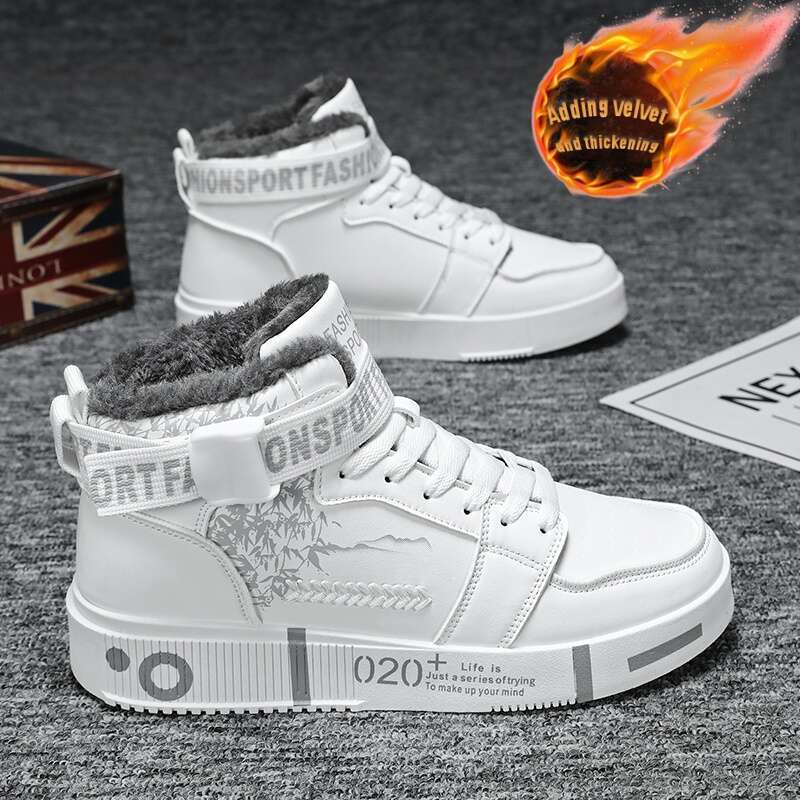 Men's Women's Thermal Insulated Platform High-Top Sneakers Thick Warmth, Lace-Up Ankle Cushioned Insole Arch Support, Durable Rubber Sole, G