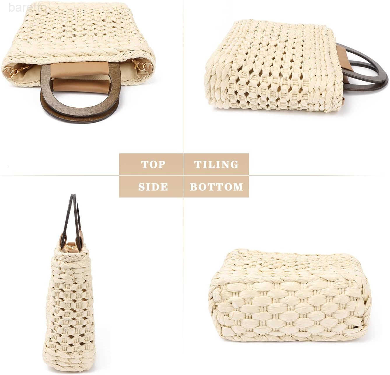 Straw Handbag Tote for Women Summer Beach Drawstring Rattan Bucket Bag Handmade Woven Hobo Shopping Purse Z251017