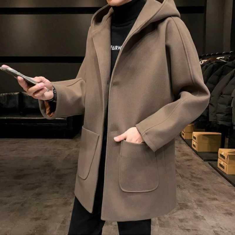 Mens Hoodie Jackets Solid Color Male Coats Overcoat Wool Blends Oversize Joker Aesthetic Y2k Cold Luxury Designer Windbreaker J251017