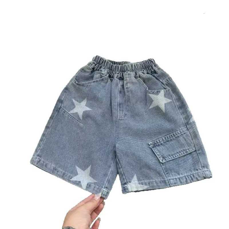 Korean Style Boys Summer New Item Full Printed Star Mid Waist Jeans Childrens Casual Baby Pocket ShortsT251017