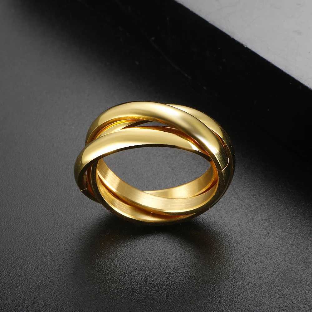 3 in 1 Triple Interlocked Rings For Women Men Couple Wedding Engagement Finger Ring Stainless Steel Goth Waterproof Jewelry Gift Z251017