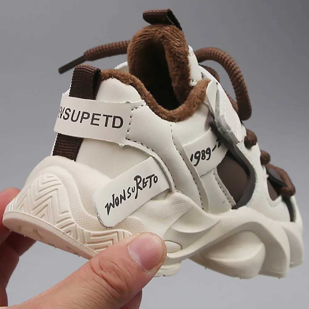 Winter Cotton Sport Shoes For Children PU Leather Teenager Kids Sneakers Plush Warm Boys Girls Running Shoes WinterT251017