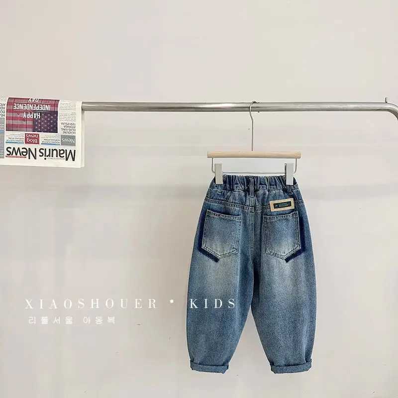 Spring and Autumn Childrens Loose Pants Boy Baby Pants Solid Kids Jeans Casual Boys Denim Pants Soft Girls Fashion TrousersT251017