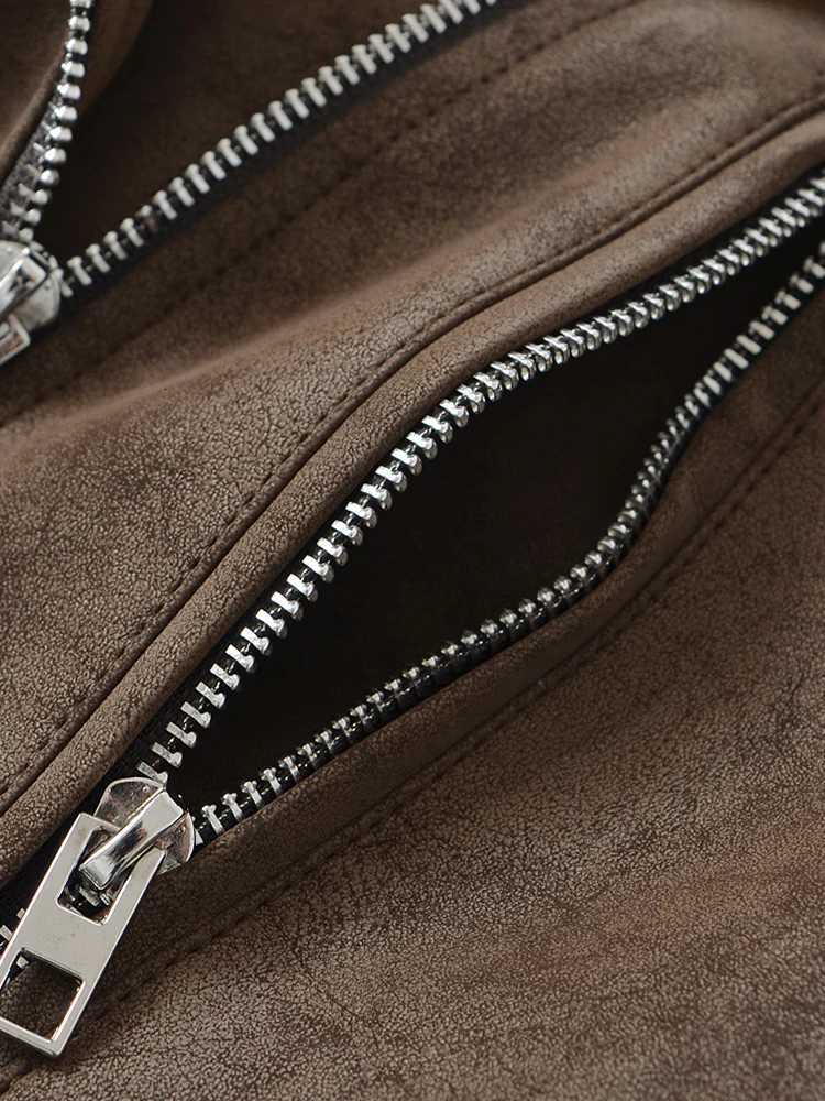 2025 Y2K Spring Autumn Women Retro Loose Faux Leather Jacket Streetwear Female Vintage Moto Biker Belt Zipper Coat OutwearT251017