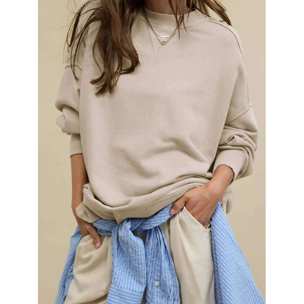 2025 Fall Winter New Fashion Women's Hoodie Loose-Fit Casual Crew Neck Top Commuter Wear Y2k Woman Clothing