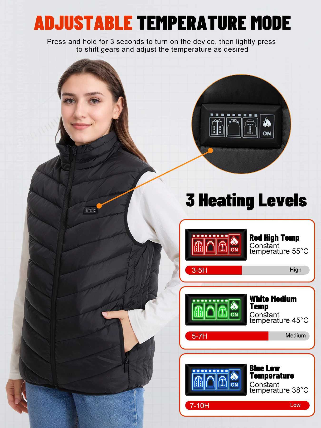 21 Areas Smart Heated Vest TODWARM Heated Vest Winter Men Women Heater Vest Thermal Vest Body Warmer Outdoor Sports Vest H251017