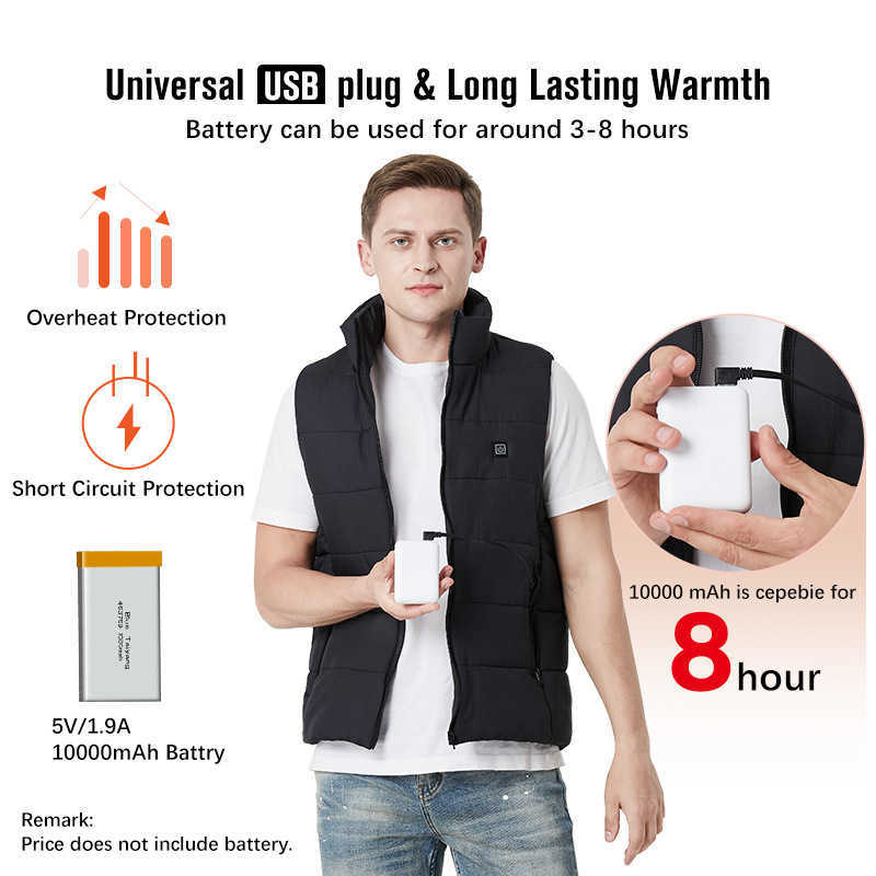 Carbon Fiber 5v Heating Vest for Men and Women Smart Thermal Electric Vest Rechargeable Heating Vest H251017