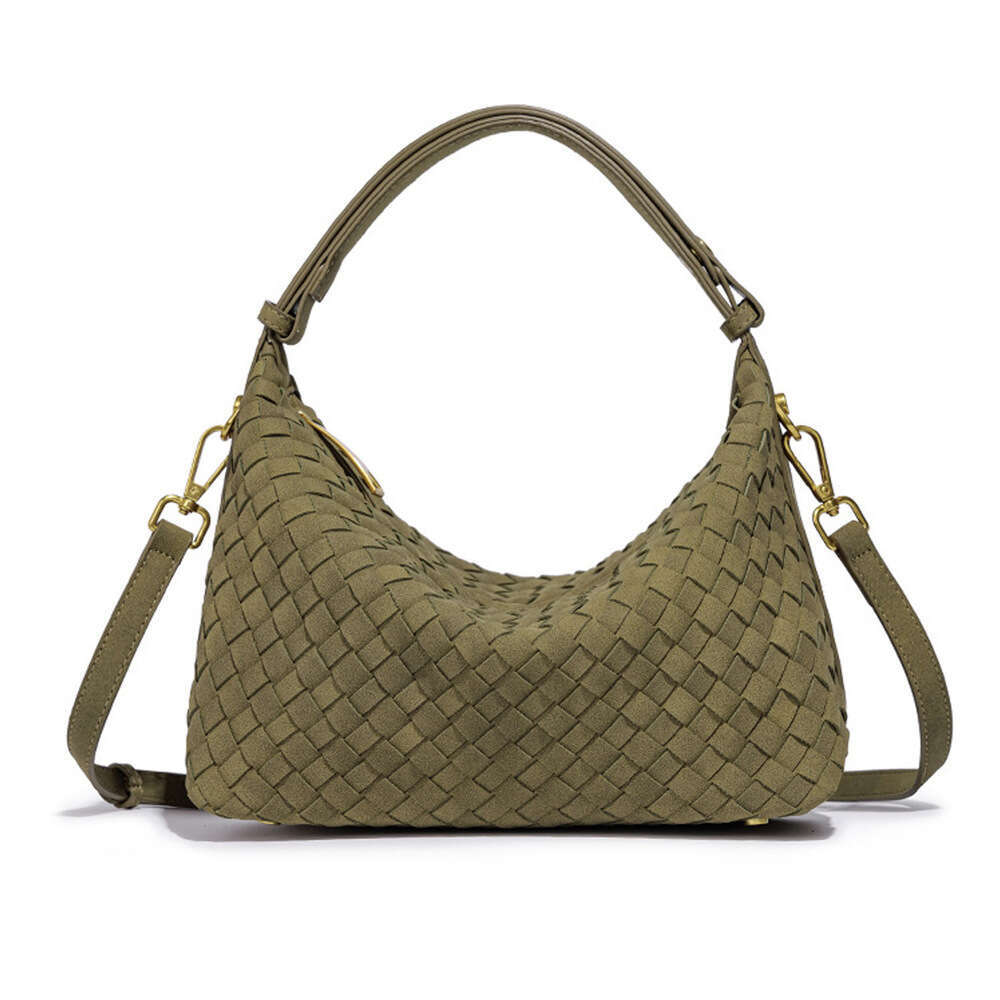 Autumn Winter New Sanded Suede Hand-woven Hobo Handheld Underarm Simple Fashion Single Shoulder Crossbody Dumpling Bag
