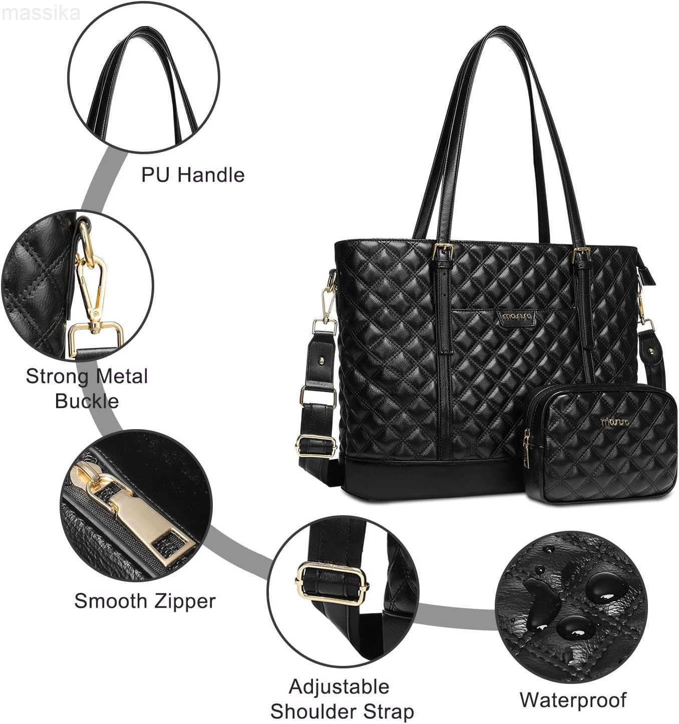 Laptop Tote Bag for Women 156 inch Briefcase Computer Bag Compatible with MacBook HP Dell Asus Notebook 16 inch Large Capacity Rhombus Quilted Leather