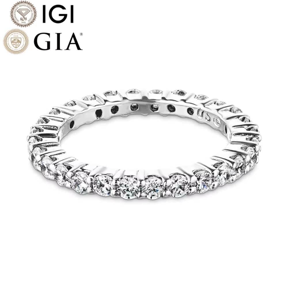 Gia Igi Certified VVS CVD LabGrown Created Diamond 14K18K Solid Gold Half Eternity Wedding Band Ring for Women Rhodium Parties