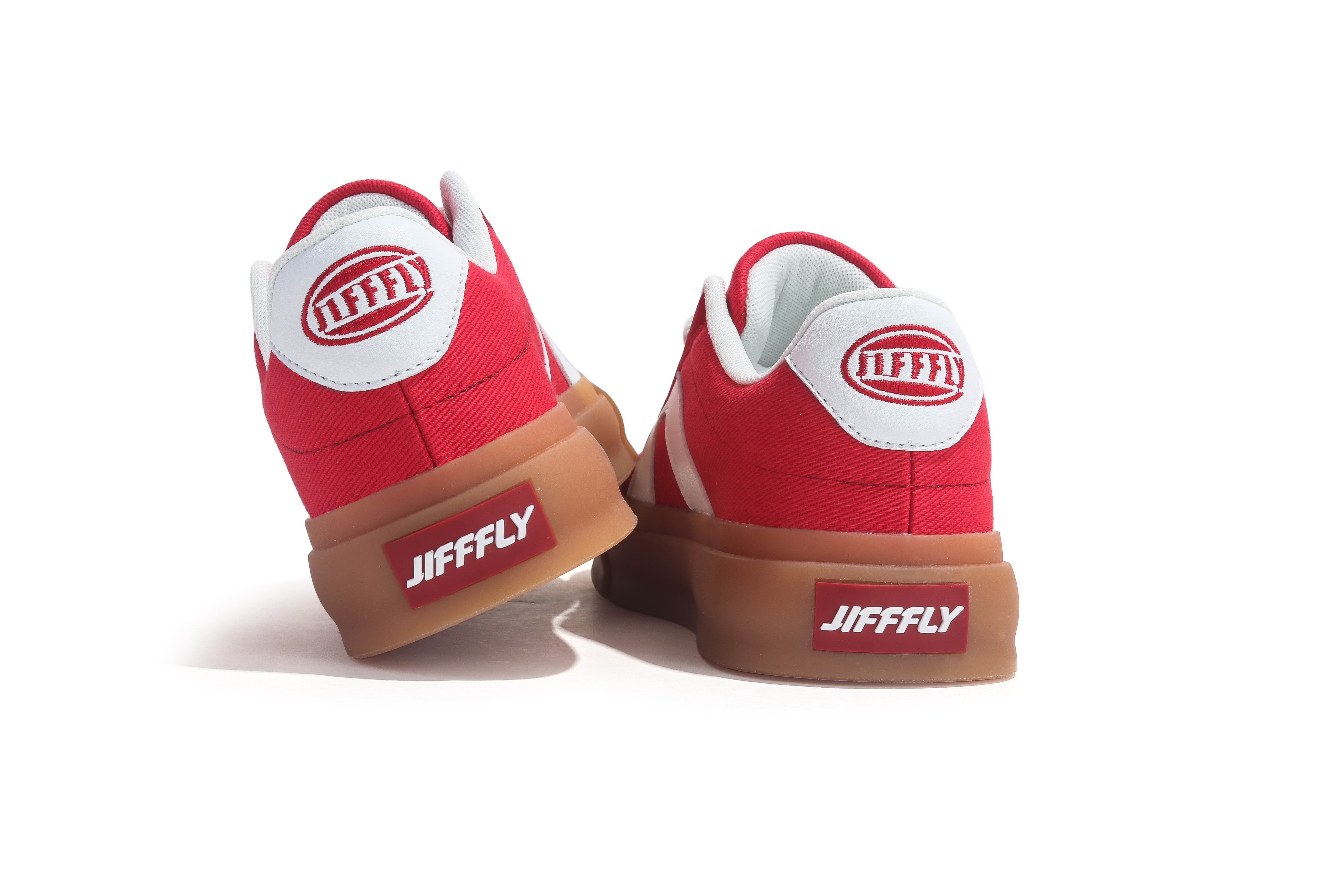 Jifffly Designer Skateboard Shoes: Women's Elevated Heel Thicker Sole Athletic Footwear - Red Color