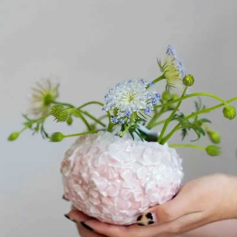 Vase French Style High Appearance Level Creative Art Blue Pink Purple Hydrangea Flower Decorative Ornaments C251017