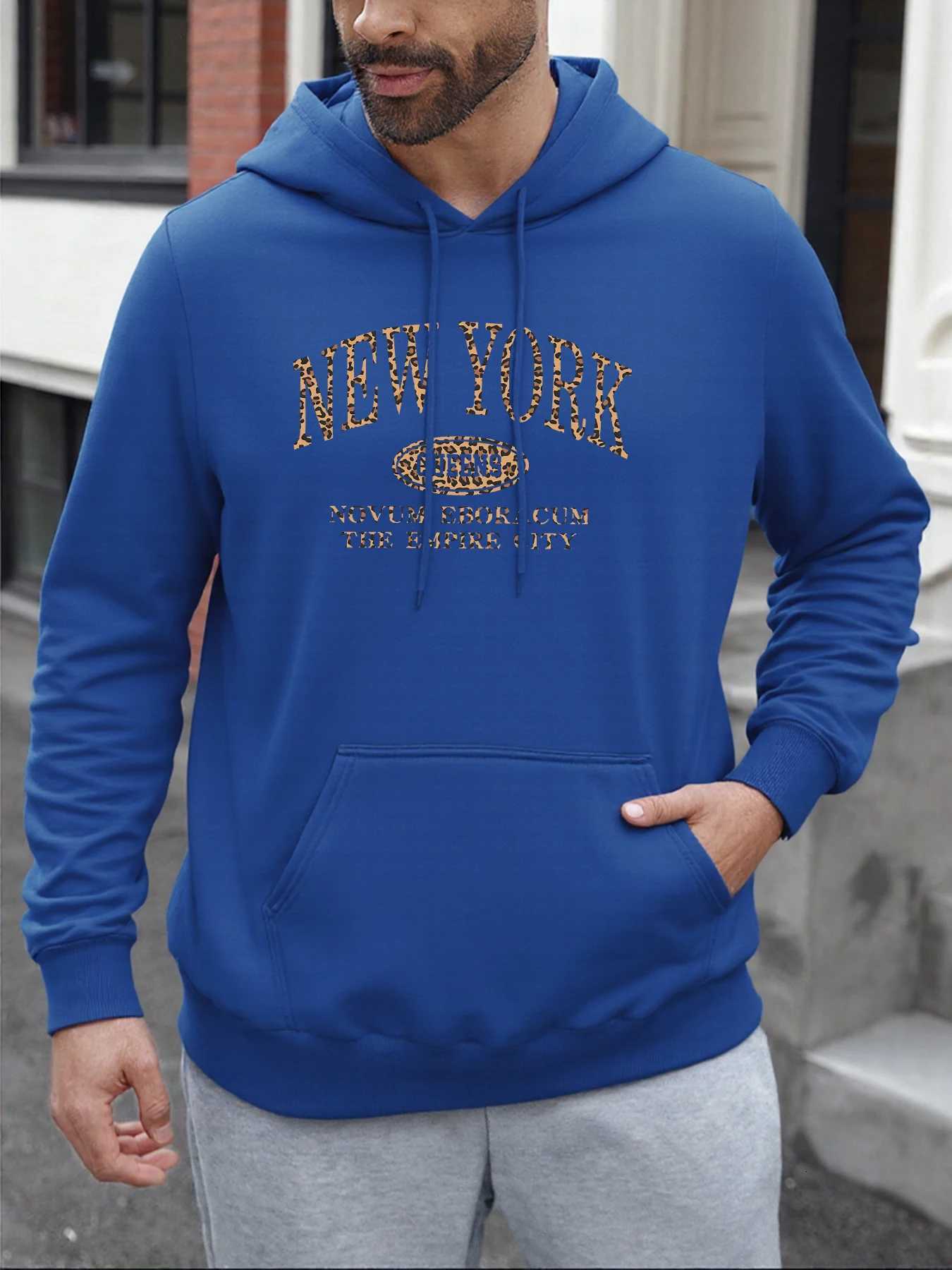 New York Queens City Printing Male Sweatshirt Hip Hop Colour Top Fleece Fashion Vintage Pullovers Unisex Loose Basics Clothing Z251017