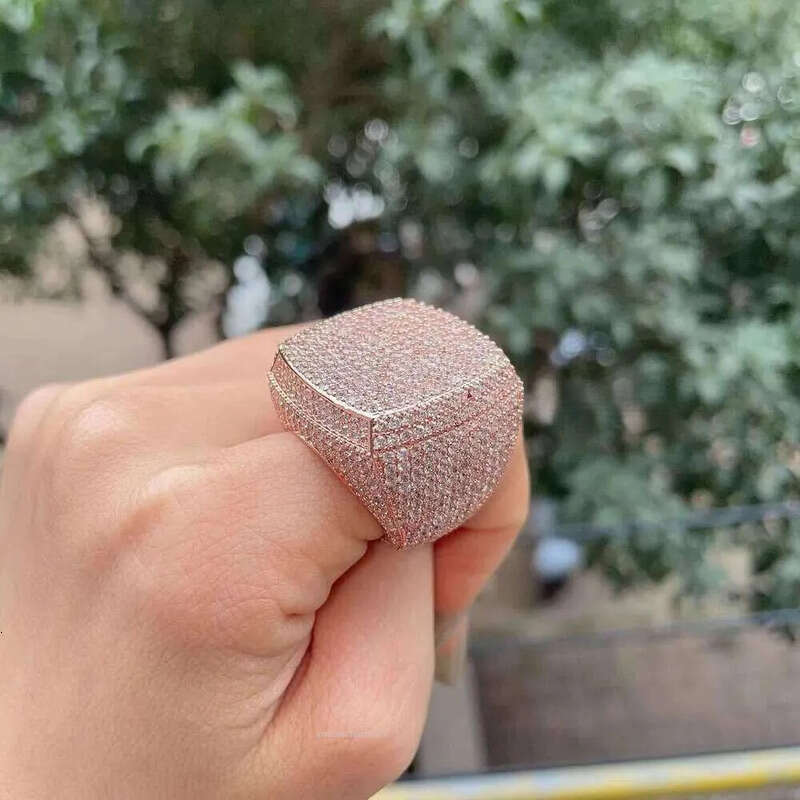 2024 Iced Out Jewelry Vvs Moissanite Men Hip Hop Real Gold Hiphop Gemstone Rings Zf Round m Champion Ring