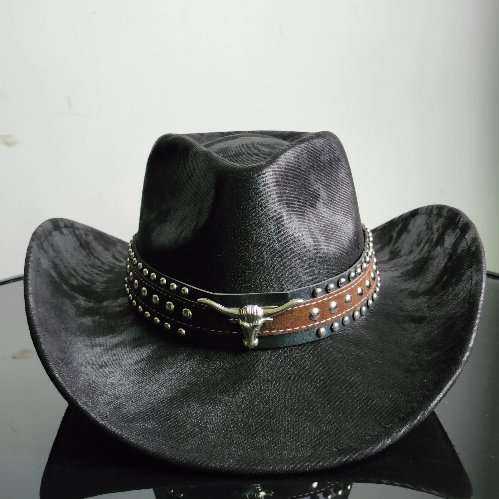 Faux Leather Western Cowboy Hats Men Women retro cowboy hats big brim cowgirl hat knight hat men chapeau 251015