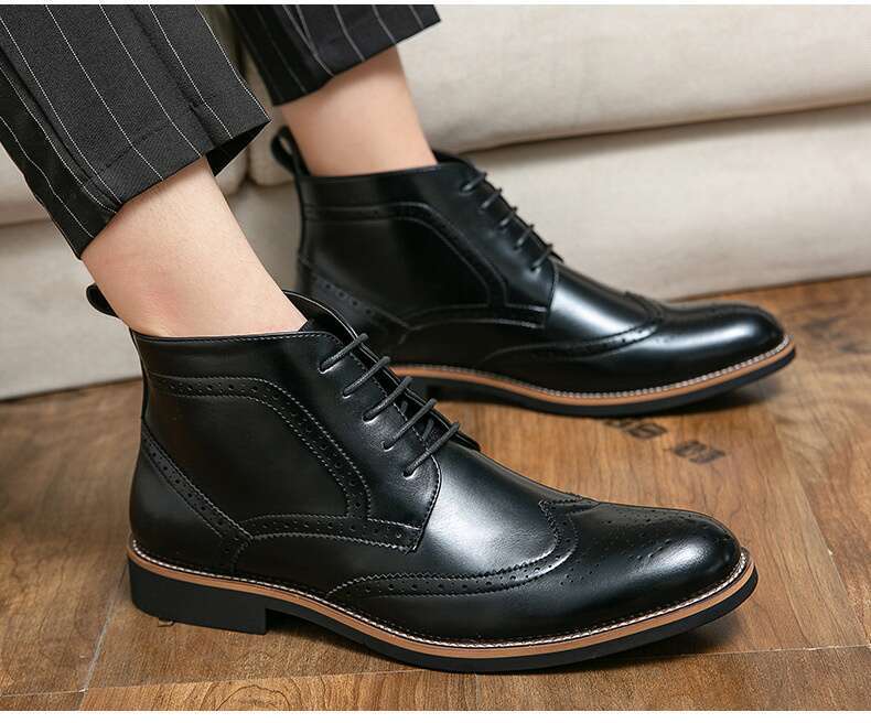Men's Chukka Lace-Up Fashion Ankle Boots Casual Oxfords Wingtip Leather Shoes Comfortable